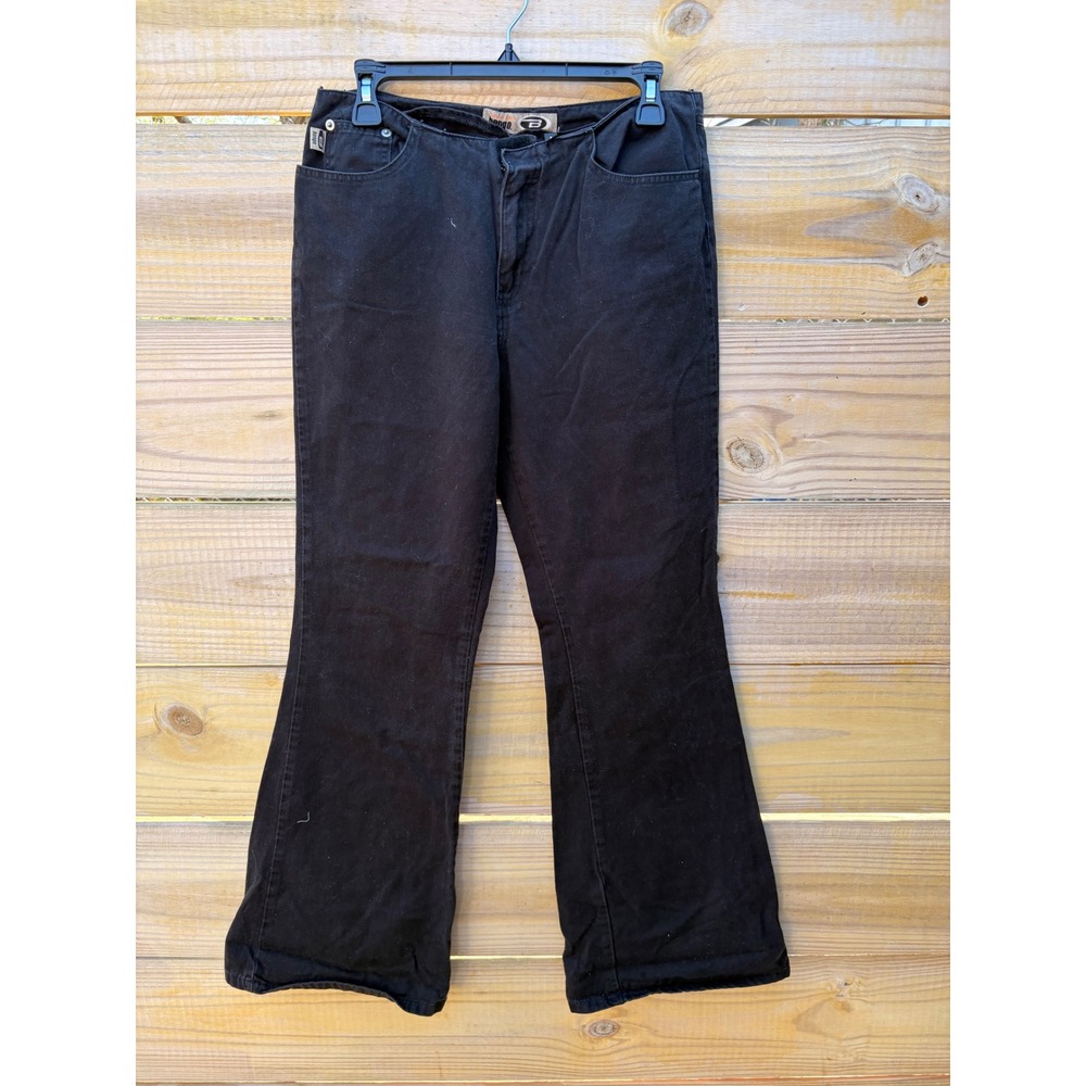 Bongo Vintage Black Flare Leg Cotton Khaki Pants Mid Rise Size 9 90s Y2K Grunge